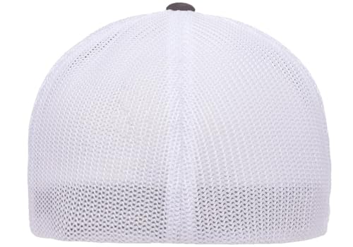Flexfit 6511 핏 미드 프로파일 스트레치 메시 패널 트러커 캡 - color: 차콜/화이트., size: S - M