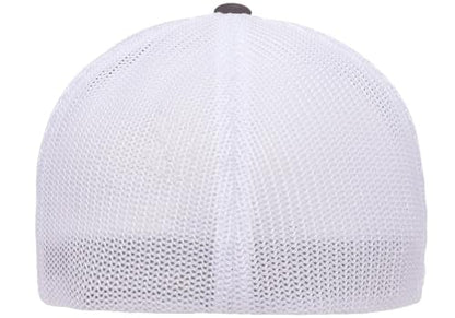Flexfit 6511 핏 미드 프로파일 스트레치 메시 패널 트러커 캡 - color: 차콜/화이트., size: S - M