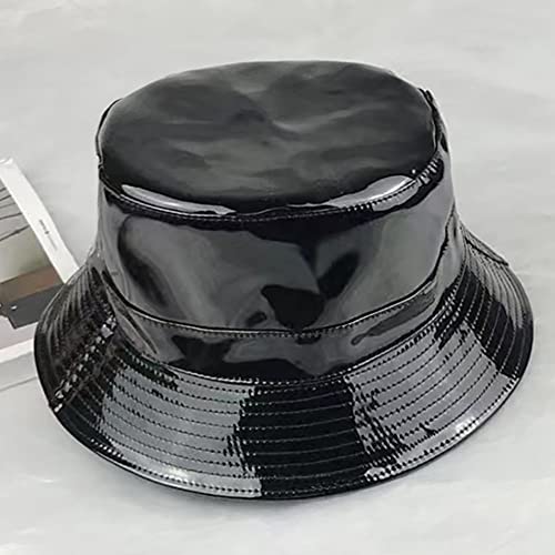XYIYI Cute Bucket Hat Beach Fisherman Hats for Women, Reversible Double-Side-Wear - color: Pu Leather Black