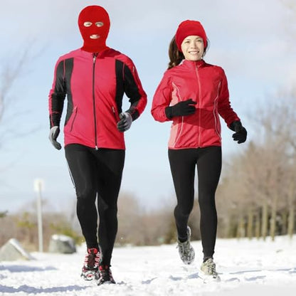 3 Hole Ski Mask, Knitted Balaclava Face Mask, Winter Full Face Mask Cover for Winter Outdoor Sports - color: Red