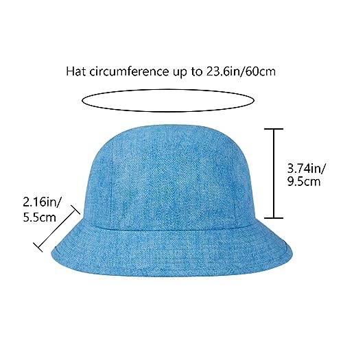 BASSDASH UPF50+ Fishing Bucket Hat for Men Women Lightweight Water Resistant Packable Outdoor Summer Sun Hats FH13 - color: Light Blue Denim Print