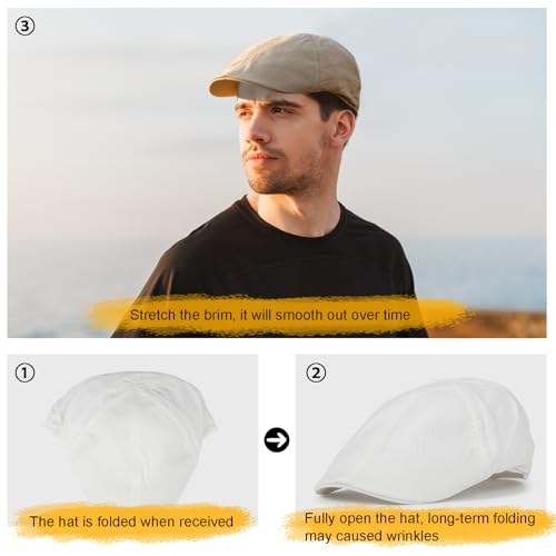 BOTVELA Men Cotton Ivy Irish Gatsby Cabbie Newsboy Cap - color: White, size: 7 1/2