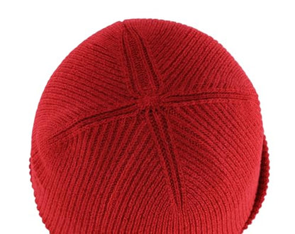 Connectyle Thick Cuffed Beanie for Men & Women Double Layer Knit Winter Hat Acrylic Watch Hat Warm Stocking Skull Cap - color: Dark Red