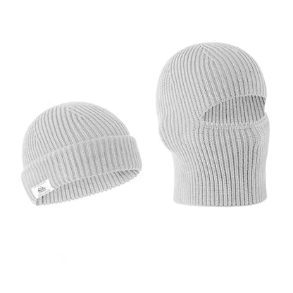 Balaclava Ski Mask Cold Weather Balaclava Mask Warm Face Mask Balaclava and Beanie Hats for Men 2 in 1 - color: Grey