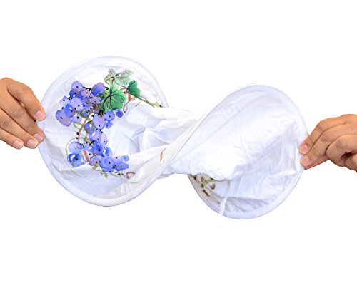 Women's Foldable Cotton Sun Hat, 18 in Diameter Brim (Handpainted Grapes)