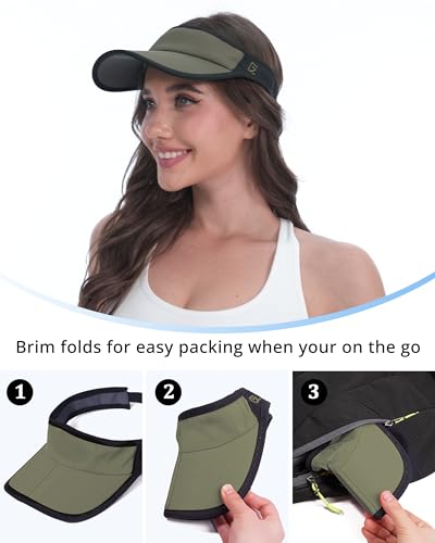 GADIEMKENSD Foldable Sun Visor Hat UPF 50+ Lightweight Adjustable - color: Army Green Black