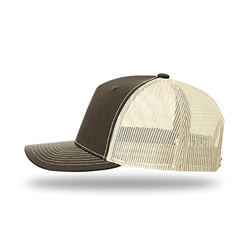 Richardson 112FP & 112PFP Classic Fit Five-Panel Snapback Trucker Cap |OSFM - color: Chocolate Chip/Birch