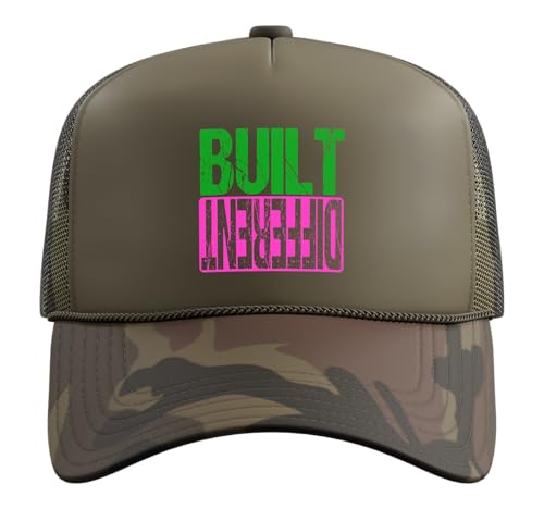 Green and Pink Different Pink and Green Trucker Hat with Adjustable Mesh Back - color: Camo Green