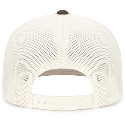 Pacific Headwear Contrast Stitch Trucker Pacflex Snapback Cap - color: Grey Brown/Beige/Grey Brown