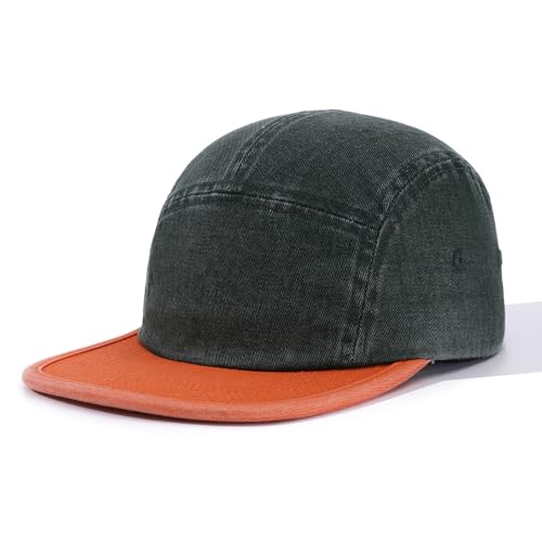5 Panel Baseball Cap Color Stitching Flat Brim Hat Vintage Snapback Hats for Men Hip Hop Street Style Skateboard Hat - color: Mg-pym2583-green