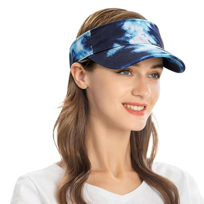 ZLYC Print Sports Sun Visors for Women Girls - color: Tie Dyed Navy