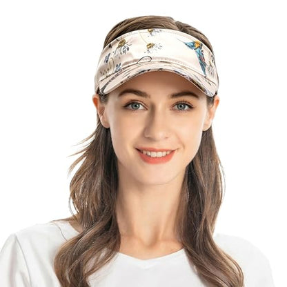 ZLYC Print Sports Sun Visors for Women Girls - color: Pattern Beige