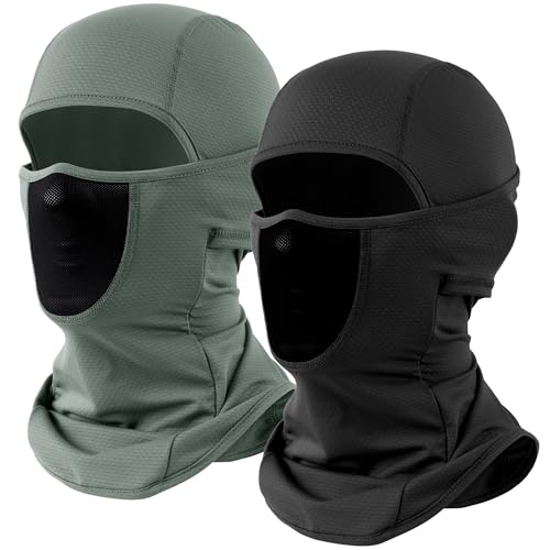 WTACTFUL Breathable Balaclava Face Mask Men, Summer UPF 50+ Sun Protection - color: Black+gray