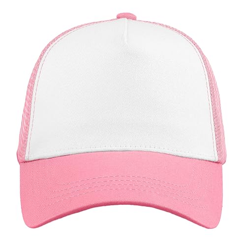 Falari 5-Panel Mesh Baseball Cap, Trucker Hat, Structured Plain Design, Cotton, Adjustable Size - color: 1pk Pink