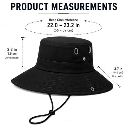 AVYZA CO. Wide Brim Sun Hat for Men & Women UPF 50+ Lightweight Waterproof Hat for Fishing & Hiking - color: Black