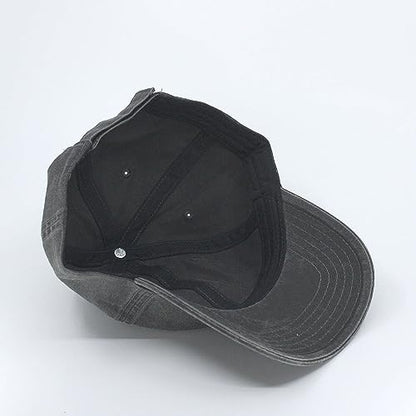 Plain Washed Cotton Adjustable 6 Panel Dad Hat Baseball Cap - color: Black