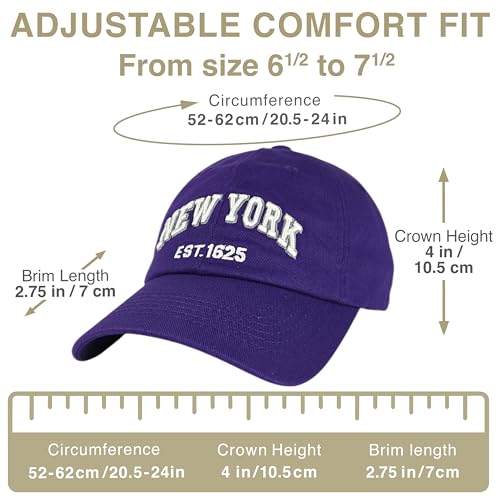 E BY ELIDAN NY Dad Hat, New York EST.1625 Cotton Baseball Cap Women & Men - color: Purple