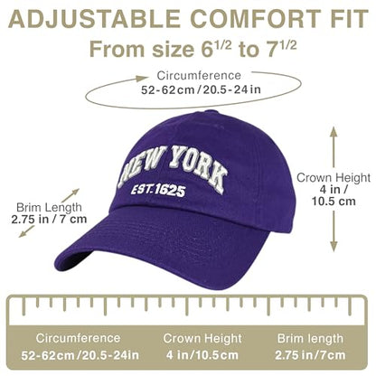 E BY ELIDAN NY Dad Hat, New York EST.1625 Cotton Baseball Cap Women & Men - color: Purple