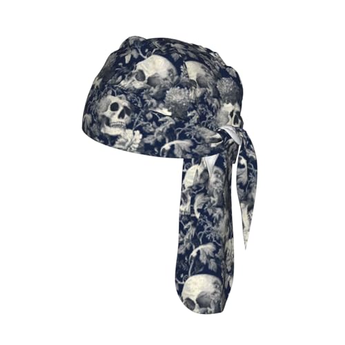 Adjustable Cycling Cap, Quick Dry Sports Bandana Skull Cap Helmet Liner - color: Flower Skull