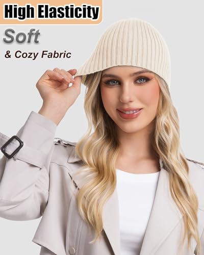 ROYBENS Wool Beanie for Men Women, Seamless Knit Warm Winter Hat Skull Caps - color: 1pcs-beige