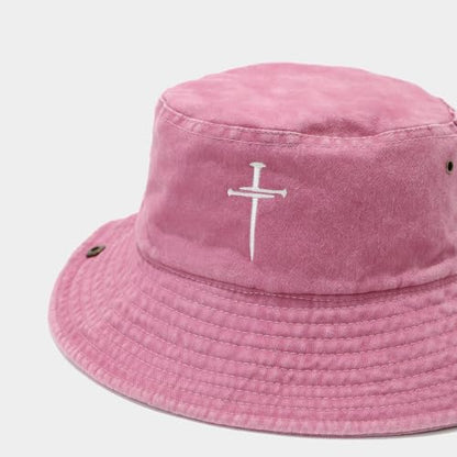 Sun Bucket Hat for Men Women Fishing Beach Safari Trendy Cotton Cowboy Cap for Golf Hiking Hunting Outdoor Boonie - color: Cross Black