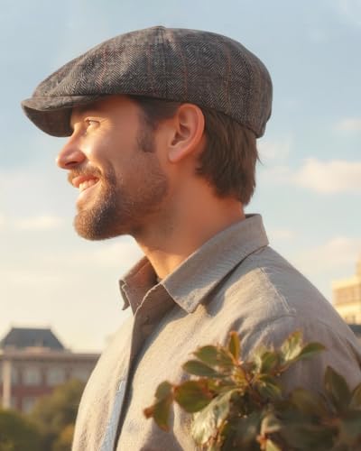 Senker Fashion 2 Pieces Newsboy Cap for Men - color: Grey Brown