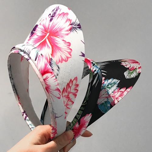 2 Pack Visor Women Men Sun Hat Clip On Visors Adjustable Sport Wide Brim Cap - color: White Flowers, Black Flowers