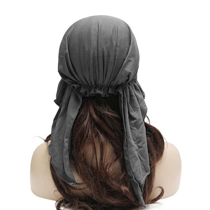 ZLYC Chemo Headwear for Women Brim Visor Head Scarf Pre Tied Headwraps Lightweight Skull Cap - color: Solid Gray
