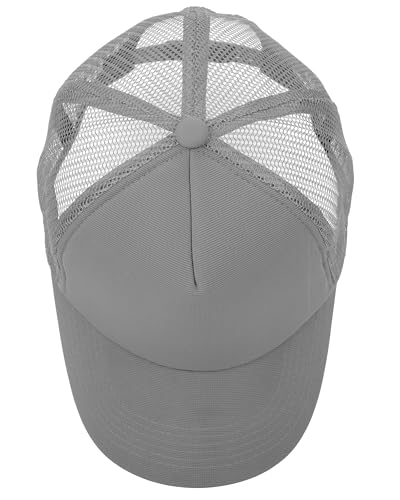 Gelante Polyester Foam Front, Mesh Back 5 Panel Sublimation Trucker Baseball Cap Snapback Hat - color: Light Gray