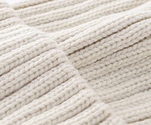 Connectyle Women's Rib Knit Cuffed Beanie Hat Stretch Acrylic Winter Hat Thick Warm Snow Ski Cap - color: Beige