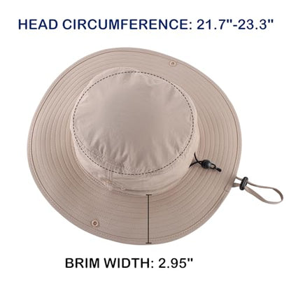 Connectyle Sun Hat for Men Women Outdoor UV Protection Safari Hat for Fishing Hiking Gardening Breathable Cowboy Hat UPF50 - color: Light Khaki
