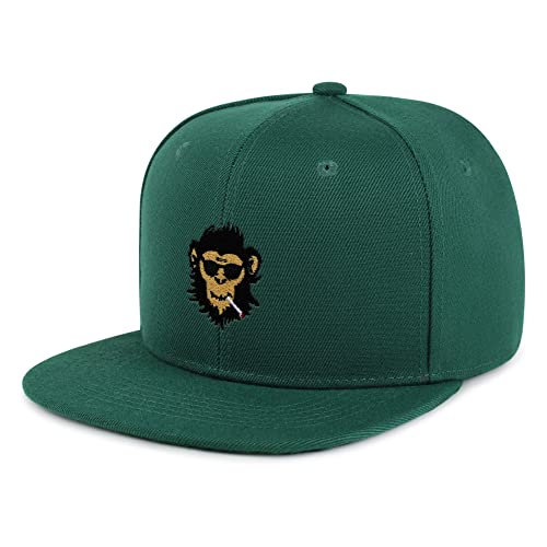 Smoking Monkey Hip-Hop Snapback Hat Embroidered Baseball Cap Wild Animal Funny - color: 06. Green