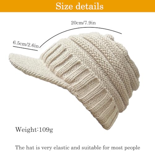 XYIYI Beanie Tail Winter Warm Knit Messy High Bun Ponytail Hats Visor Beanie Cap - color: A Beige