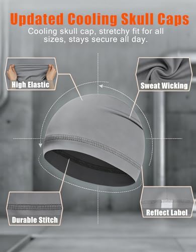 Sweat Wicking Skull Caps Cooling Helmet Liner Hat Running Beanie Cycling Skullcap Sleeping Cap for Men Women - color: Grey Sets