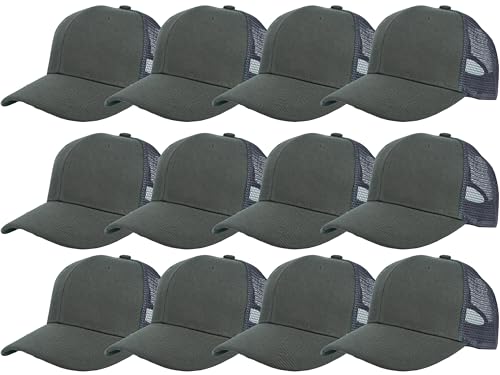 Gelante Mesh Trucker Hat Baseball Cap Structured Front Panel Wholesale LOT 12 Pack - color: Dark Gray