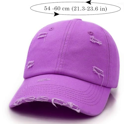 Distressed Baseball Cap for Men Women Cotton Dad Hat - color: Purple