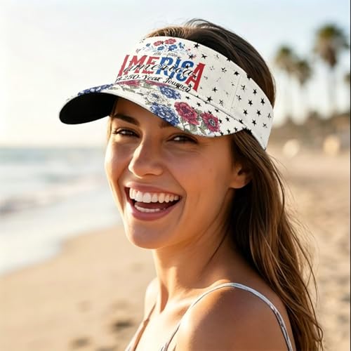 Cool Styles Sun Visor Hats 21.65~23.62 inches Adjustable Open-Top caps Quick-Dry Visor Cap - color: American 250 Years