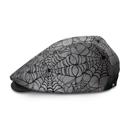 Mens Womens Newsboy Flat Cap Beret Hat Ivy Irish Gatsby Driving Cabbie Hat Lightweight Summer for Golf - color: 3d Spider Web