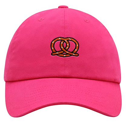 JPAK Pretzel Premium Dad Hat Embroidered Cotton Baseball Cap Snack - color: Hot Pink