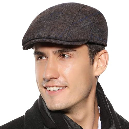 Sumolux Mens Newsboy Cap Winter Beret Hat Cabbie Flat Cap - color: B Coffee