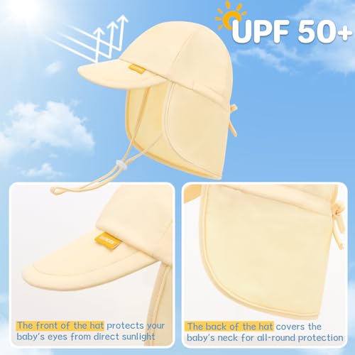 Duoyeree UPF 50+ Baby Sun Hat, Neck Flap Protection for Toddlers - color: A-grey, size: 2-5T