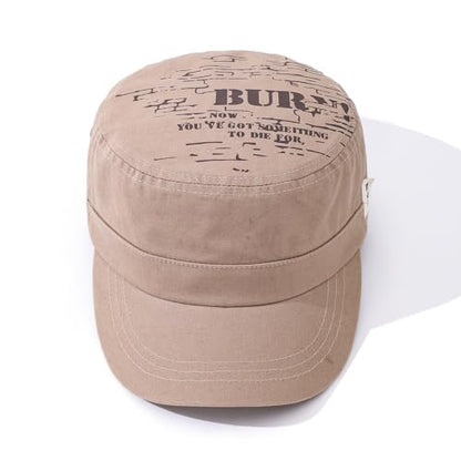 Men's Cadet Army Cap Military Style Adjustable Flat Top Cap Short Brim Baseball Hat for Men Trendy Umpire Sun Hats - color: Mg-jm2562-khaki
