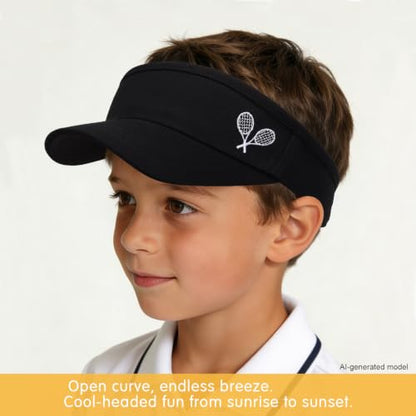 WILLPORT Kids Adjustable Cotton Visor Sun Hat,6-12Y - color: Black