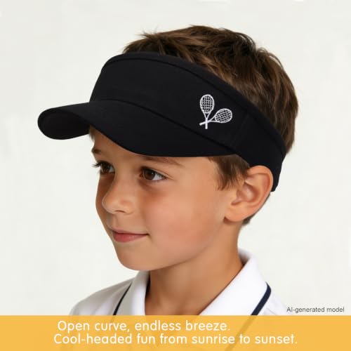 WILLPORT Kids Adjustable Cotton Visor Sun Hat,6-12Y - color: Black