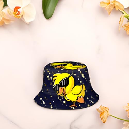 Bucket Hat Funny Duck Fisherman Hat Travel Beach Sun Hat Outdoor Cap for Men Women Adults - color: Cool Duck Glasses
