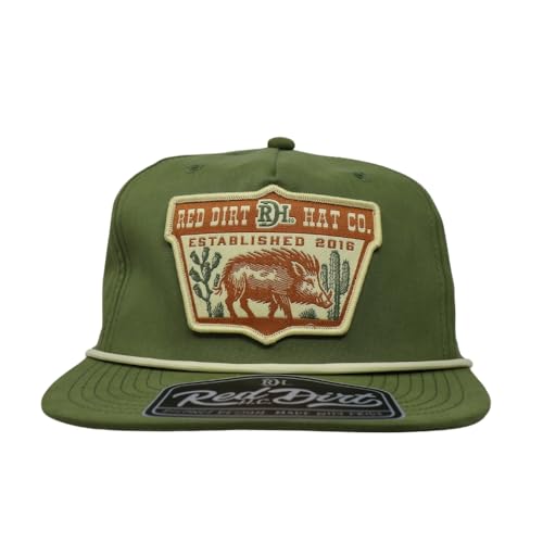 Red Dirt Hat Company Wildlife Hat | 5-Panel Western Adjustable Snapback Cap - color: The Hunt - Olive Green