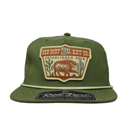 Red Dirt Hat Company Wildlife Hat | 5-Panel Western Adjustable Snapback Cap - color: The Hunt - Olive Green