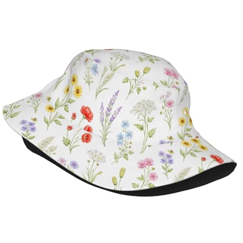 Bucket Hat Unisex for Men Women Cute Funny Fashion Fishing Hat Trippy Art Casual Fisherman Cap - color: Flower1