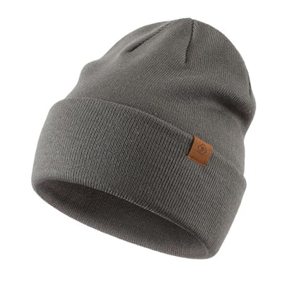 Home Prefer Mens Winter Hats Acrylic Knit Cuff Beanie Cap Warm Womens Beanie Hat - color: Grey