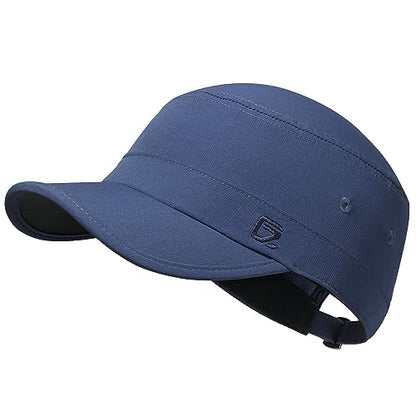 GADIEMKENSD Stretch Army Cap Cadet Military Hats Flat Top Baseball Cap Short Bill Breathable - color: Navy